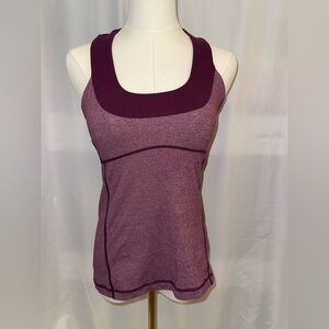 Lululemon purple heather tank top with built in shelf bra